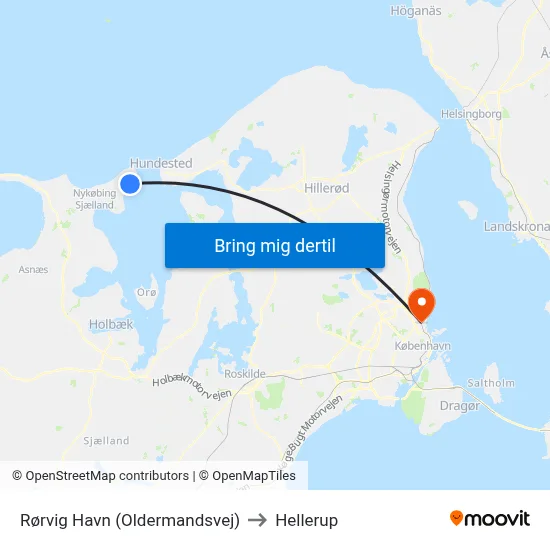Rørvig Havn (Oldermandsvej) to Hellerup map