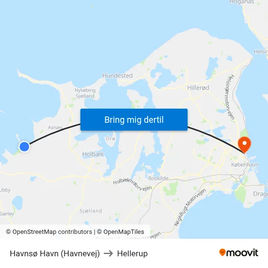 Havnsø Havn (Havnevej) to Hellerup map