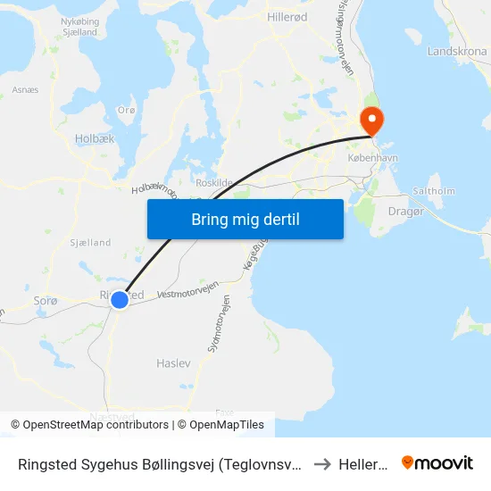 Ringsted Sygehus Bøllingsvej (Teglovnsvej) to Hellerup map