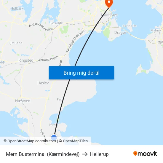 Mern Busterminal (Kærmindevej) to Hellerup map