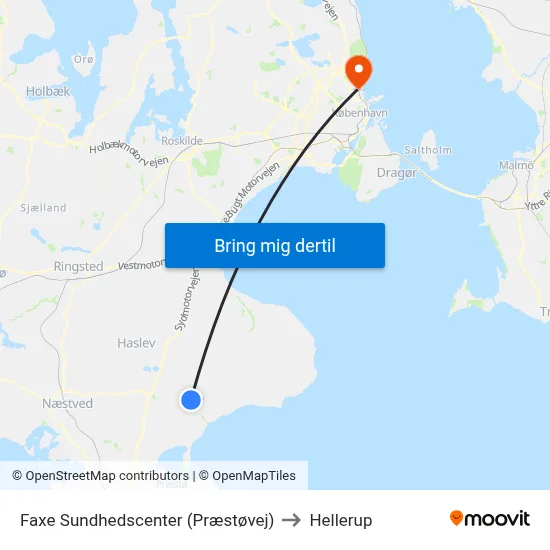 Faxe Sundhedscenter (Præstøvej) to Hellerup map
