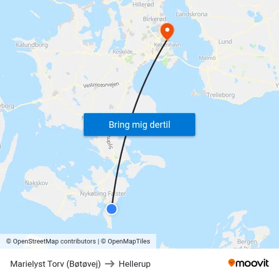 Marielyst Torv (Bøtøvej) to Hellerup map