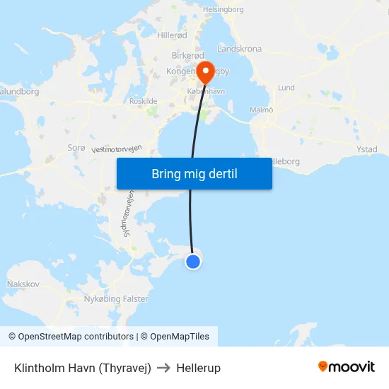 Klintholm Havn (Thyravej) to Hellerup map