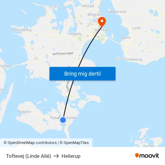 Toftevej (Linde Allé) to Hellerup map