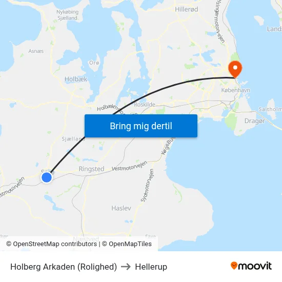 Holberg Arkaden (Rolighed) to Hellerup map