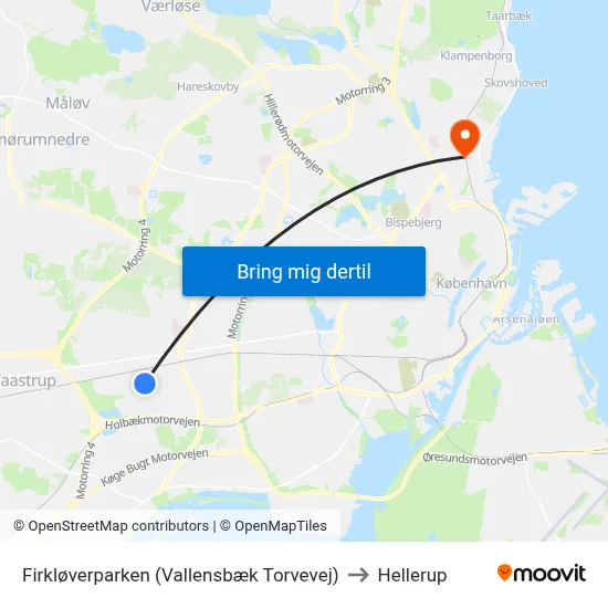 Firkløverparken (Vallensbæk Torvevej) to Hellerup map
