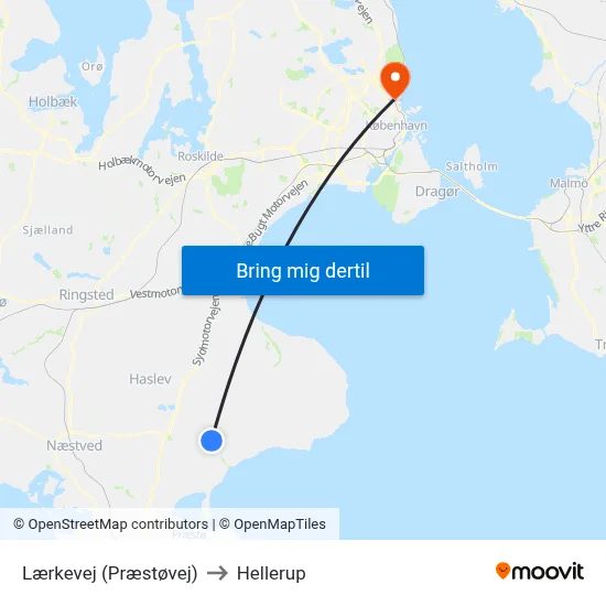 Lærkevej (Præstøvej) to Hellerup map