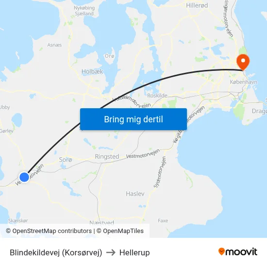 Blindekildevej (Korsørvej) to Hellerup map