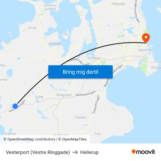 Vesterport (Vestre Ringgade) to Hellerup map