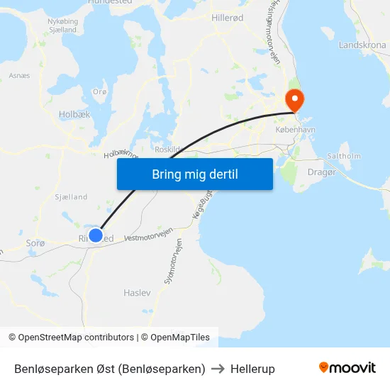 Benløseparken Øst (Benløseparken) to Hellerup map