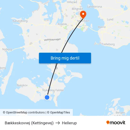 Bækkeskovvej (Kettingevej) to Hellerup map