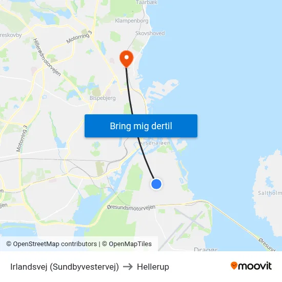 Irlandsvej (Sundbyvestervej) to Hellerup map