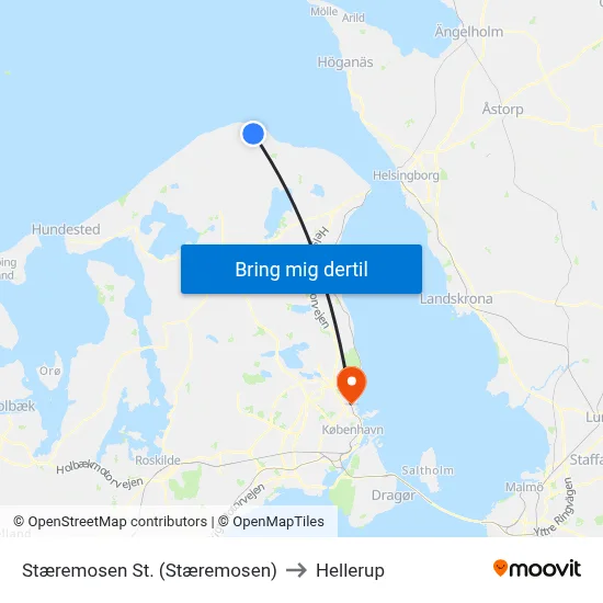 Stæremosen St. (Stæremosen) to Hellerup map