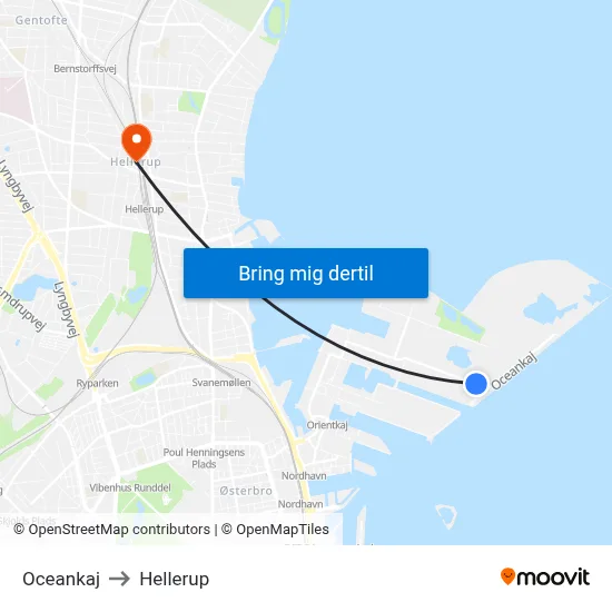 Oceankaj to Hellerup map