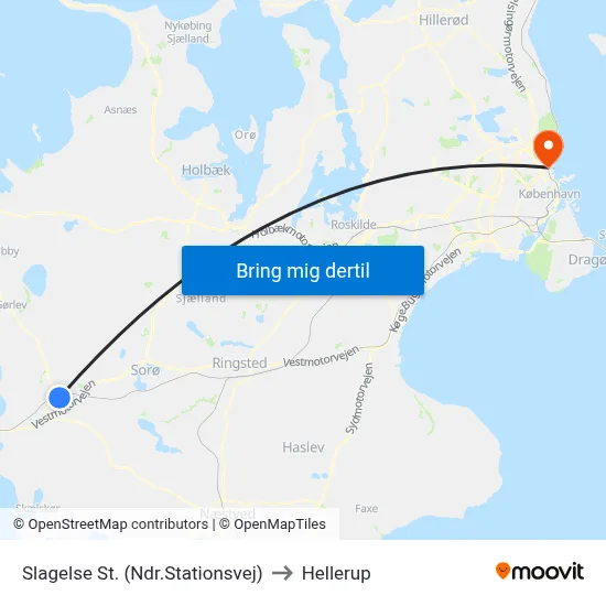 Slagelse St. (Ndr.Stationsvej) to Hellerup map