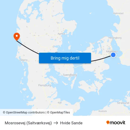 Mosrosevej (Saltværksvej) to Hvide Sande map