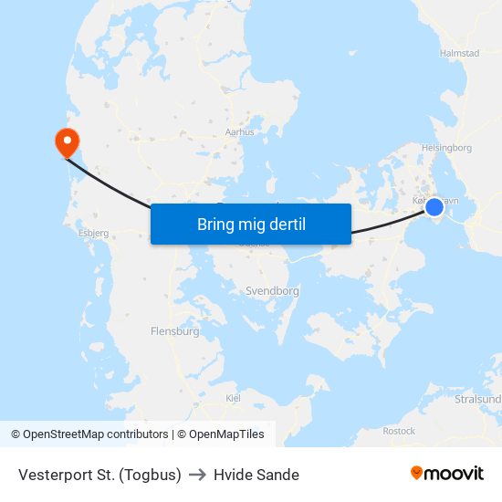 Vesterport St. (Togbus) to Hvide Sande map