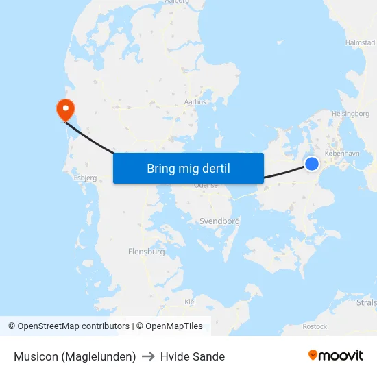 Musicon (Maglelunden) to Hvide Sande map