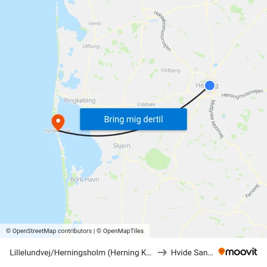 Lillelundvej/Herningsholm (Herning Kom) to Hvide Sande map
