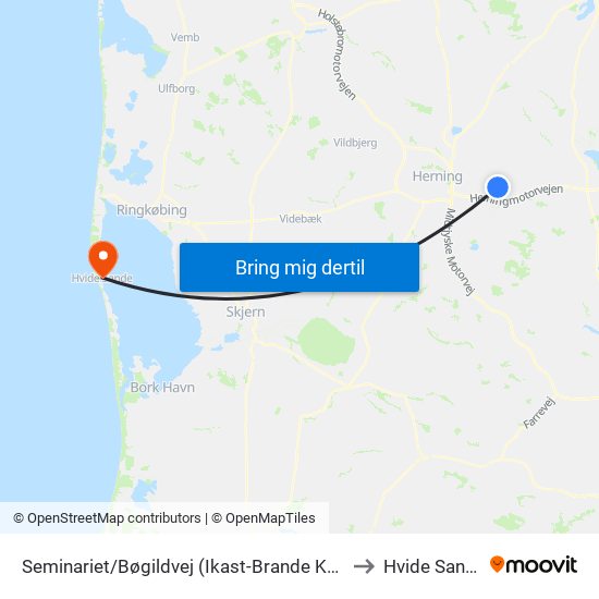 Seminariet/Bøgildvej (Ikast-Brande Kom) to Hvide Sande map