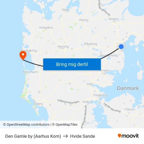 Den Gamle by (Aarhus Kom) to Hvide Sande map