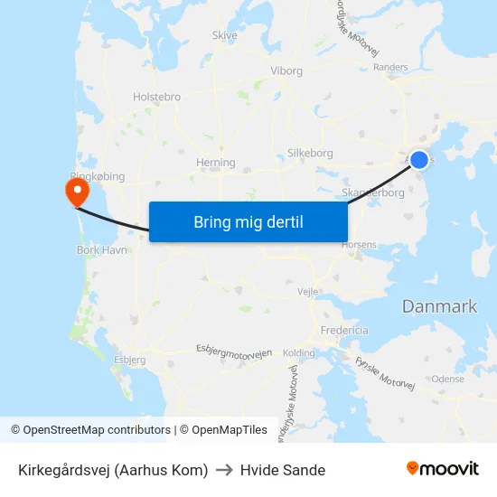 Kirkegårdsvej (Aarhus Kom) to Hvide Sande map