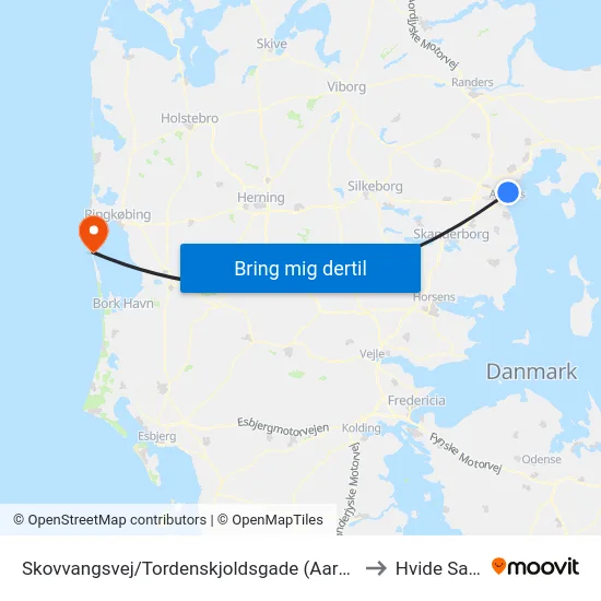 Skovvangsvej/Tordenskjoldsgade (Aarhus Kom) to Hvide Sande map