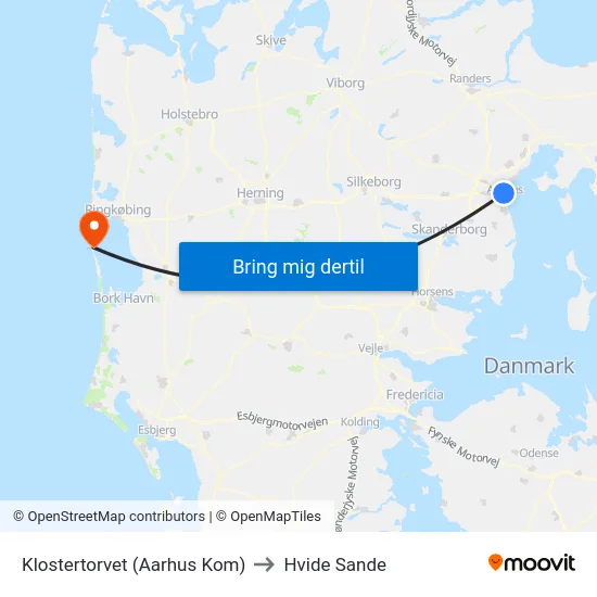Klostertorvet (Aarhus Kom) to Hvide Sande map
