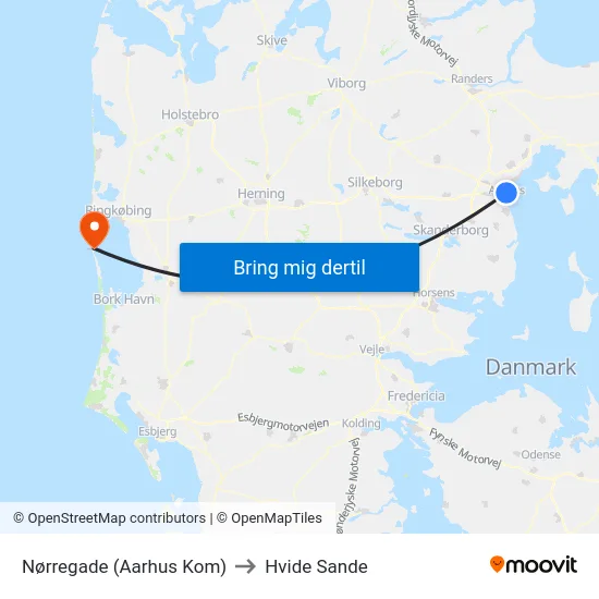 Nørregade (Aarhus Kom) to Hvide Sande map