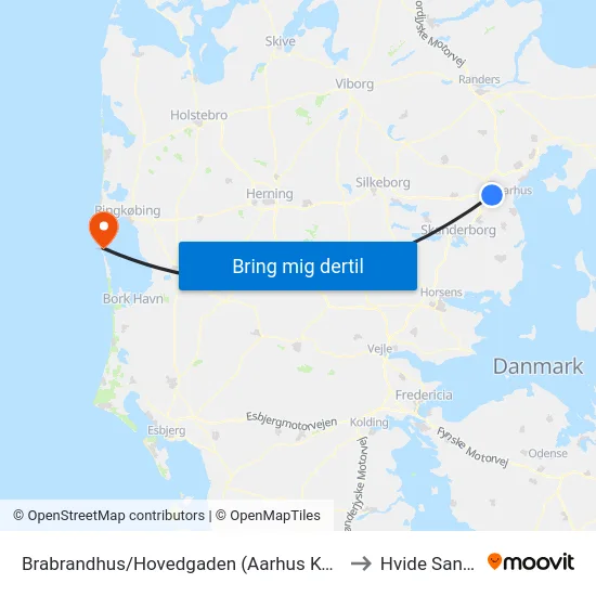 Brabrandhus/Hovedgaden (Aarhus Kom) to Hvide Sande map