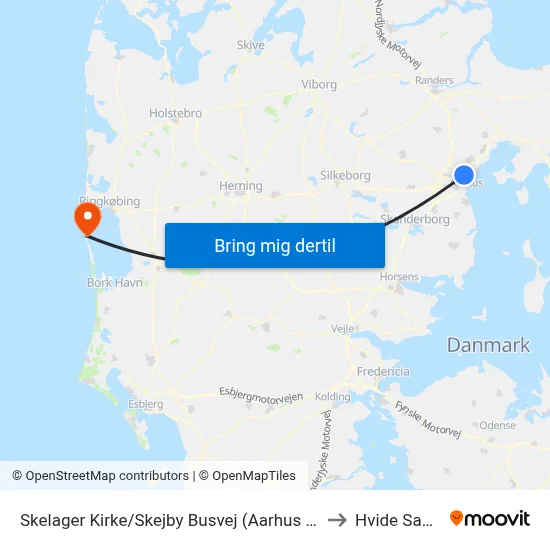 Skelager Kirke/Skejby Busvej (Aarhus Kom) to Hvide Sande map