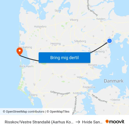 Risskov/Vestre Strandallé (Aarhus Kom) to Hvide Sande map