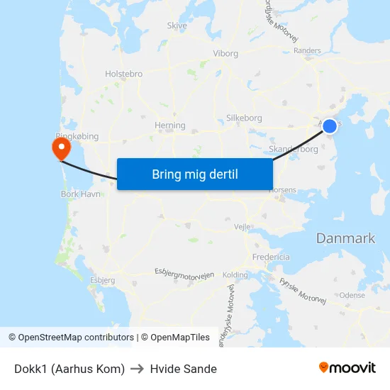 Dokk1 (Aarhus Kom) to Hvide Sande map