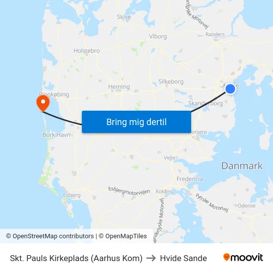 Skt. Pauls Kirkeplads (Aarhus Kom) to Hvide Sande map