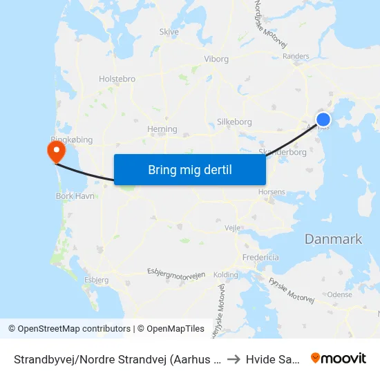 Strandbyvej/Nordre Strandvej (Aarhus Kom) to Hvide Sande map