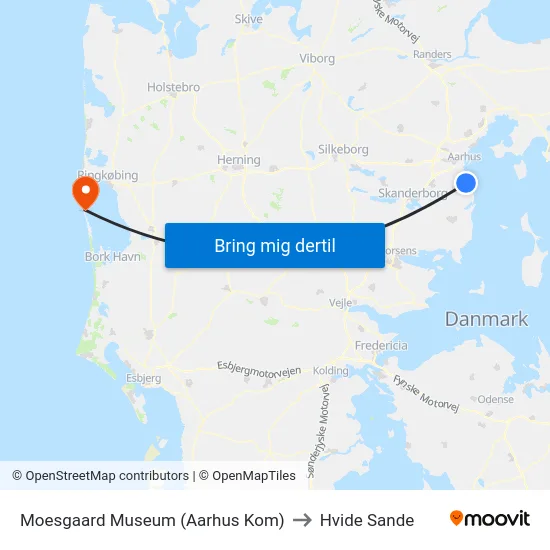 Moesgaard Museum (Aarhus Kom) to Hvide Sande map