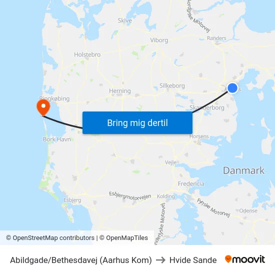 Abildgade/Bethesdavej (Aarhus Kom) to Hvide Sande map