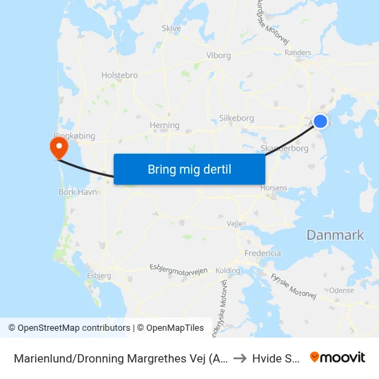 Marienlund/Dronning Margrethes Vej (Aarhus Kom) to Hvide Sande map