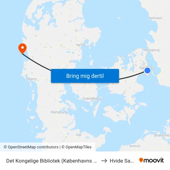 Det Kongelige Bibliotek (Københavns Havn) to Hvide Sande map
