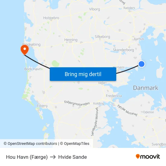 Hou Havn (Færge) to Hvide Sande map
