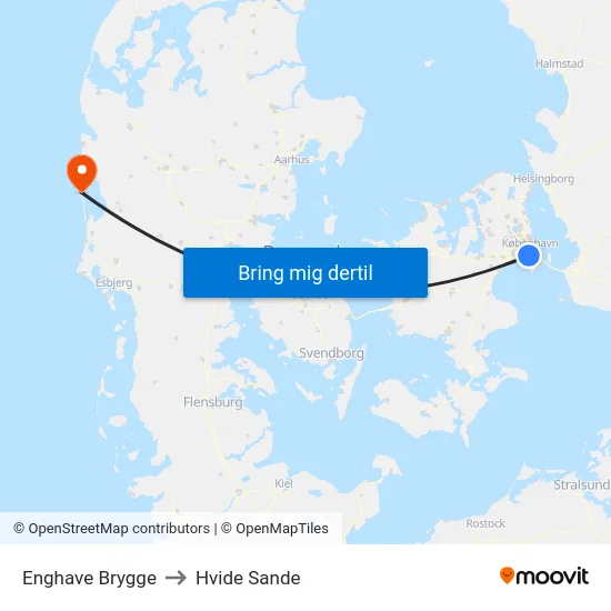 Enghave Brygge to Hvide Sande map