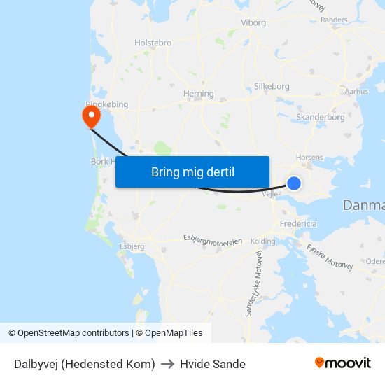 Dalbyvej (Hedensted Kom) to Hvide Sande map