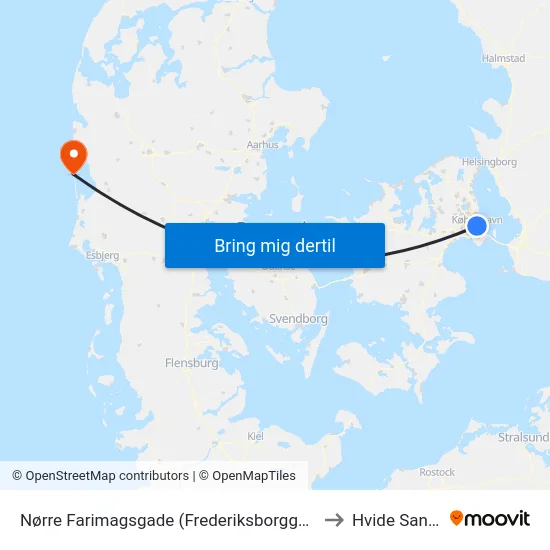 Nørre Farimagsgade (Frederiksborggade) to Hvide Sande map
