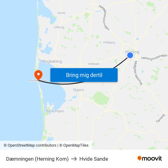 Dæmningen (Herning Kom) to Hvide Sande map