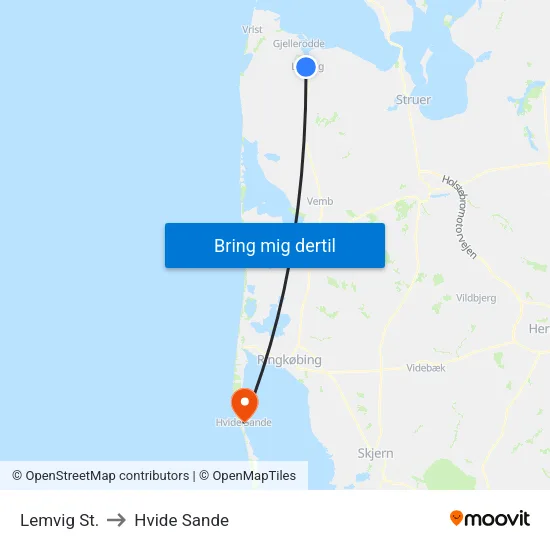 Lemvig St. to Hvide Sande map