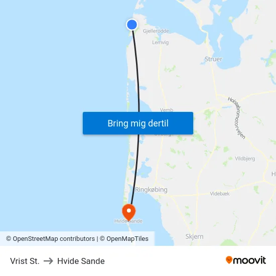 Vrist St. to Hvide Sande map