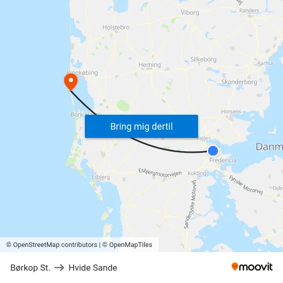Børkop St. to Hvide Sande map