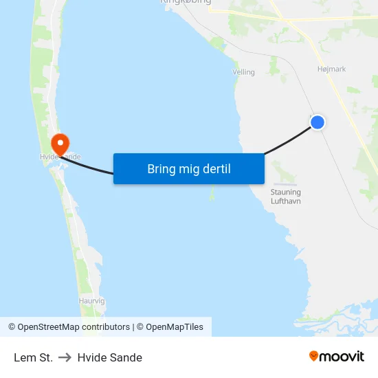 Lem St. to Hvide Sande map