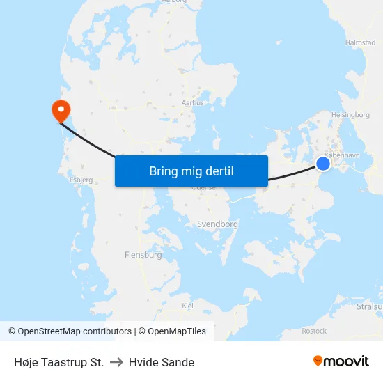 Høje Taastrup St. to Hvide Sande map