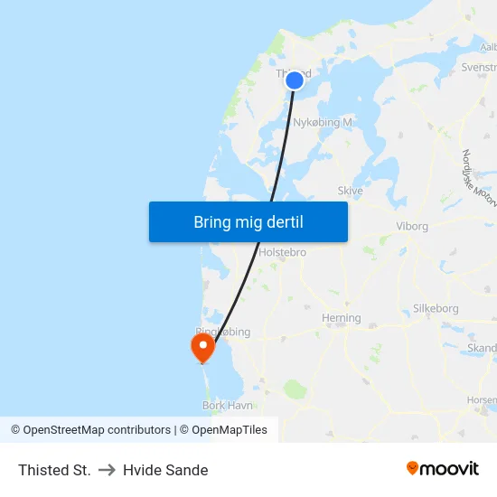 Thisted St. to Hvide Sande map